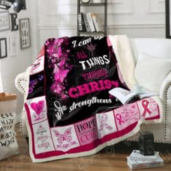 Pink Ribbon I Can Do All Thing Through Christ Sofa Throw Blanket Geembi™