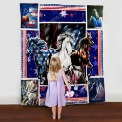 Horses With American Flag Quilt Geembi™