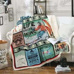 Life is Better with Skiing Sofa Throw Blanket NP93 Geembi™