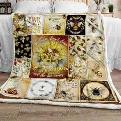 The Flower Blossoms And The Bee Comes Sofa Throw Blanket Geembi™