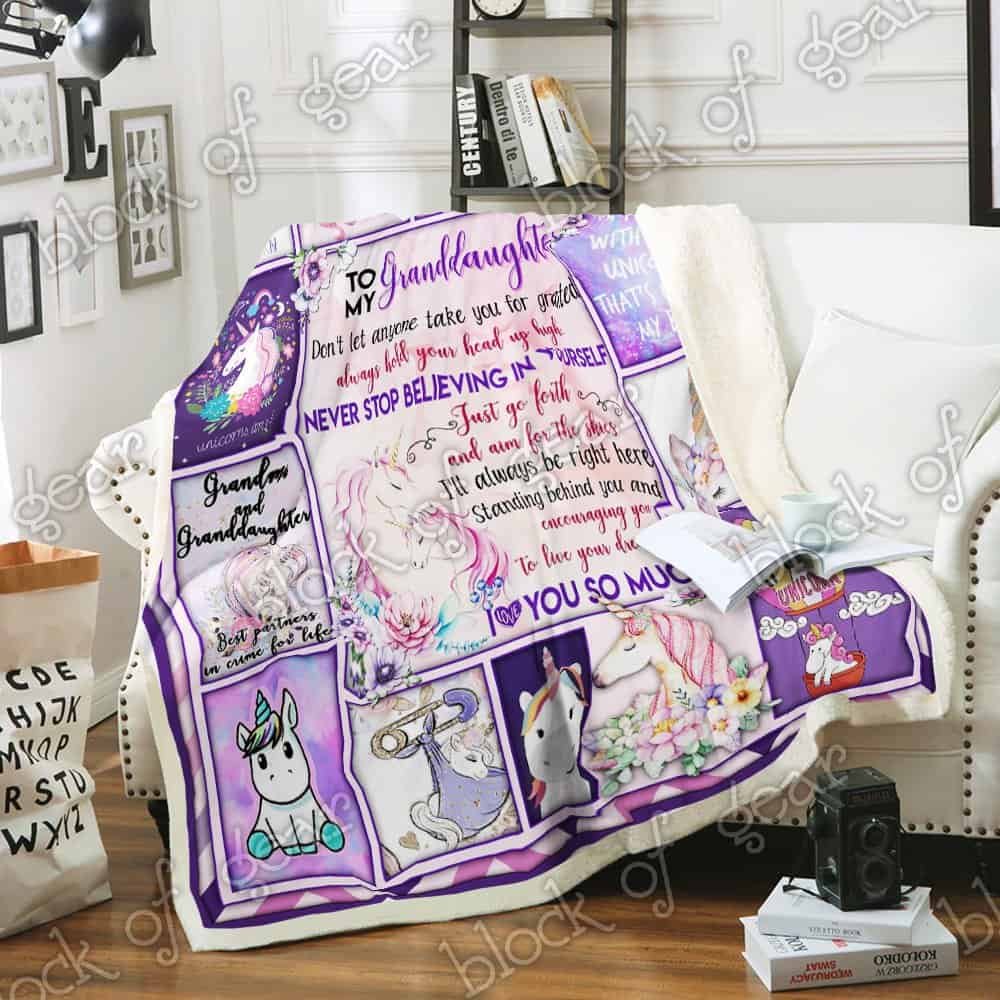Grandma Sofa Fleece Blanket Printer In US Details about   Love My Unicorn Granddaughter 