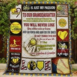 Softball Granddaughter, Love, Grandma & Grandpa Quilt Geembi™