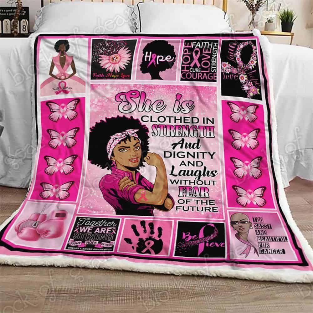 Black Woman Forever The Title Breast Cancer Survivor Fleece Blanket Soft Warm Comfortable Blanket for Bedroom Couch Sofa 