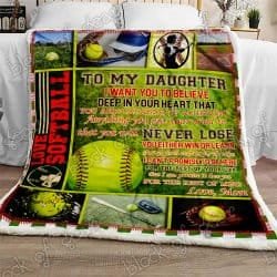 To My Softball Daughter Sofa Throw Blanket NP197 Geembi™