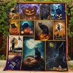 Black Cat Halloween Pictures Geembi™ Quilt NP227