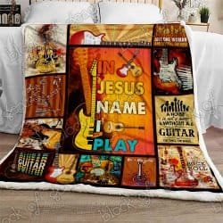 In Jesus Name I Play Guitar Sofa Throw Blanket Geembi™
