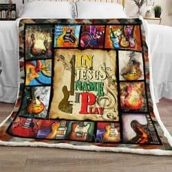 In Jesus Name I Play, Guitar Sofa Throw Blanket Geembi™