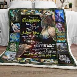 Daughter, This Old Wolf Will Always Have Your Back Sofa Throw Blanket Geembi™