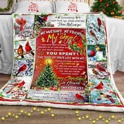 My Husband My Angel Merry Christmas Sofa Throw Blanket Geembi™