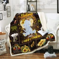 Just A Girl Who Loves Elephants And Sunflowers Sofa Throw Blanket Geembi™
