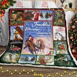 Merry Christmas Horse Sofa Throw Blanket  Geembi™