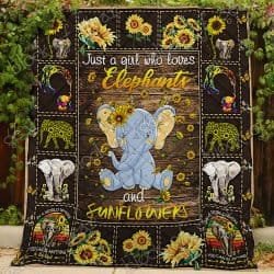 Just A Girl Who Loves Elephants And Sunflowers Quilt Geembi™