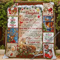 To My Daughter, Mom , Christmas Deer   Quilt Geembi™