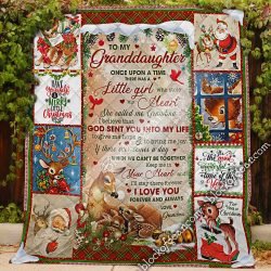 To My Granddaughter, Grandma, Christmas Deer   Quilt Geembi™