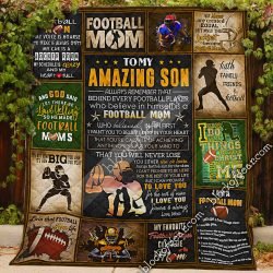 To My Amazing Son, Love Mom, Football  Quilt Geembi™