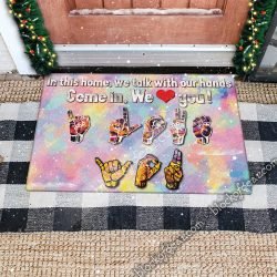 In This Home, We Talk With Our Hands. Doormat NKP223