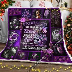 December Girl, Pretty Tattooed Girl Sofa Throw Blanket Geembi™