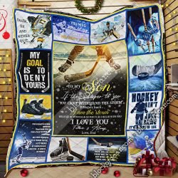 To My Son, Dad , Hockey   Quilt Geembi™