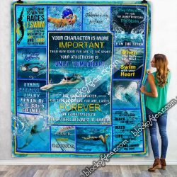 Your Character Is More Important Than How Good You Are At The Sport, Swimming  Quilt Blanket  Geembi™