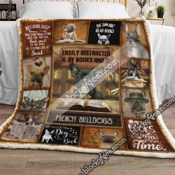 Easily Distracted By Books; French Bulldogs Sofa Throw Blanket SLB57 Geembi™