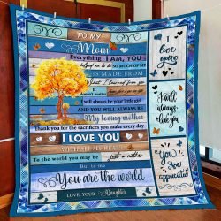 To My Mom, You Are The World, Love Daughter Quilt Blanket Geembi™