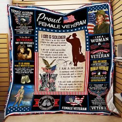 I Am A Soldier - Female Veteran  Quilt Blanket Geembi™