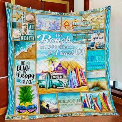 The Beach Is My Happy Place Quilt Blanket Geembi™