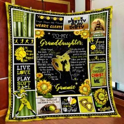 My Granddaughter, Follow Your Dreams Believe In Yourself, Love Grammie, Softball Quilt Blanket Geembi™