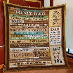 To My Dad, I Love You More Than Word Can Express Quilt Blanket Geembi™