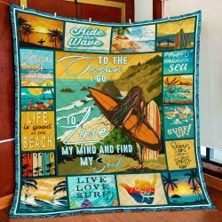 Surfing Beaches. To The Ocean I Go Quilt Blanket Geembi™