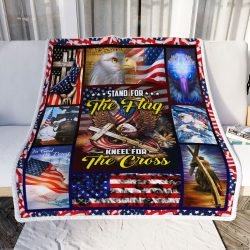 Stand For The Flag Kneel For The Cross Eagle Sofa Throw Blanket