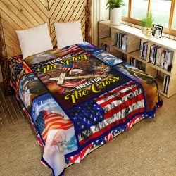 Stand For The Flag Kneel For The Cross Eagle Quilt Blanket