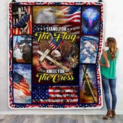 Stand For The Flag Kneel For The Cross Eagle Sofa Throw Blanket