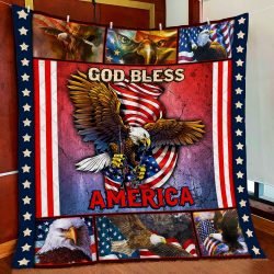 God Bless America Eagle Quilt Blanket