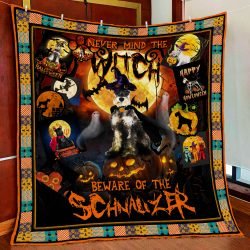 Halloween. Beware Of The Schnauzer Quilt Blanket Geembi™