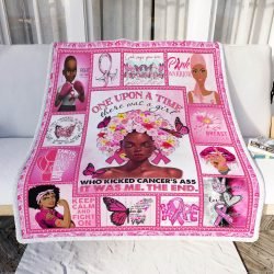 Breast Cancer Awareness. Black Women Sofa Throw Blanket Geembi™