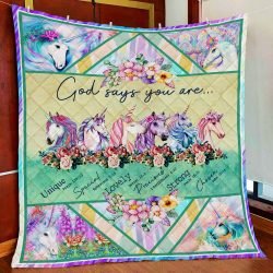 God Says You Are Unicorn Quilt Blanket Geembi™