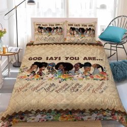 God Says You Are Black Beautiful Quilt Bedding Set Geembi™