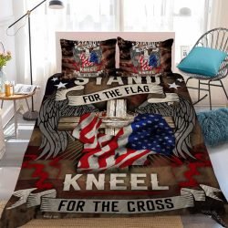 Stand For The Flag Kneel For The Cross Quilt Bedding Set Geembi™