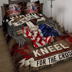 Stand For The Flag Kneel For The Cross Quilt Bedding Set Geembi™