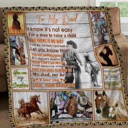 Daughter To My Dad. Cowboy Horse Lover Quilt Blanket Geembi™