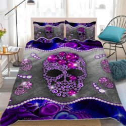 Purple Diamond Skull Quilt Bedding Set Geembi™