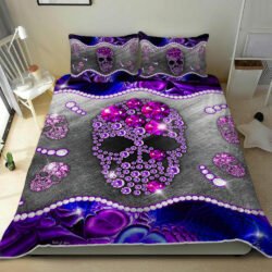 Purple Diamond Skull Quilt Bedding Set Geembi™