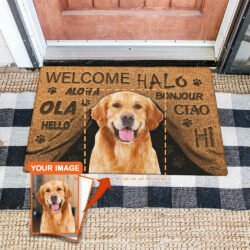 Personalized Dog Image Doormat Welcome ANL185DMCT