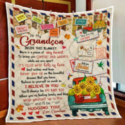 To My Grandson Quilt Blanket You'll Always Be My Baby Boy Letter Quilt MLH1825Qv1 Geembi™