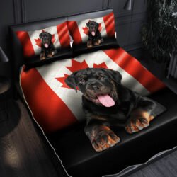 Rottweiler Quilt Bedding Set Dog Lover Canadian Flag QNN557QSv3