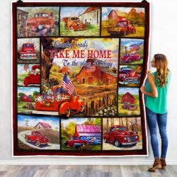 Red Truck Quilt Blanket Country Roads Take Me Home THH3302Q - King 91"x102"