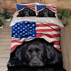 Black Labrador Retriever American Patriot Quilt Bedding Set THH2903QSv19