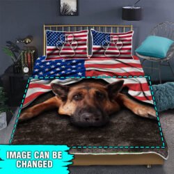 Personalized Dog Pet Patriot American Quilt Bedding Set THH3356QSCT