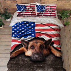 Personalized Dog Pet Patriot American Quilt Bedding Set THH3356QSCT